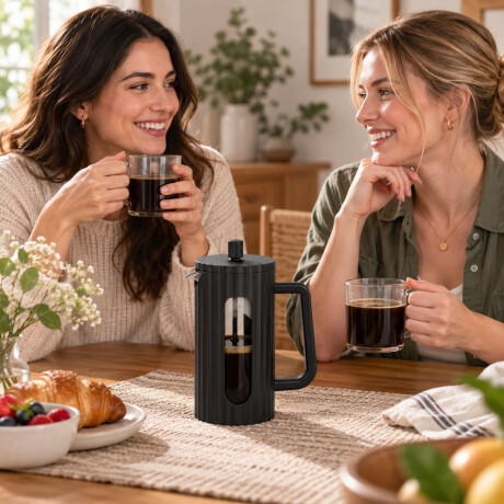 Cafetera Prensa Francesa 350ml Vidrio Borosilicato Negro