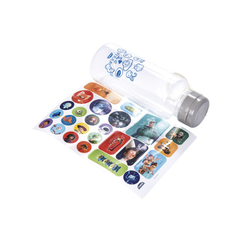 Botella Plática Fun Pixar 600 ml con Adhesivos U