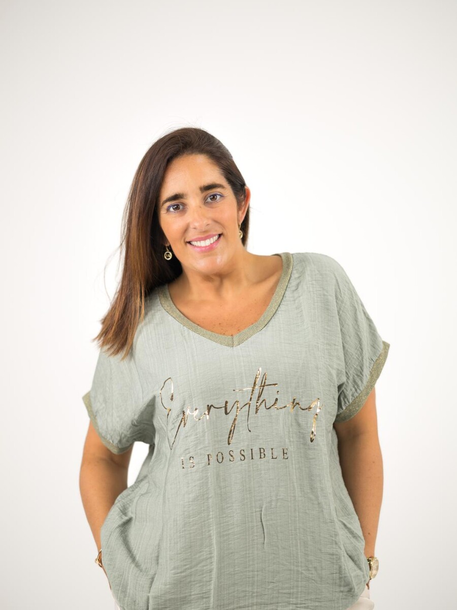 Blusa viscosa con lurex dorado verde