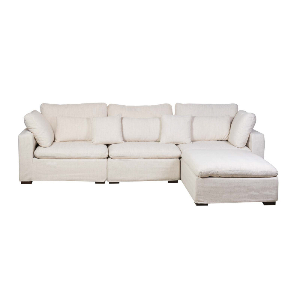SOFÁ C/CHAISE Y FUNDAS DESMONTABLES 4 CUERPOS TELA NATURAL-BEIGE MOMA NATURAL