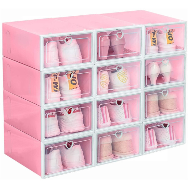 Cajas Estantes Organizador Rack Zapatos Zapatera Apilabl X48 Color Variante Corazon Rosado