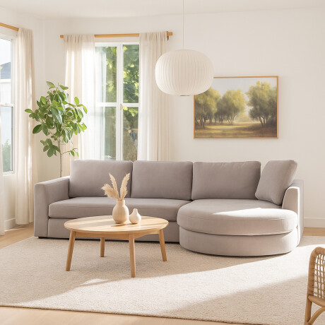 Rinconera Lotus - Tela Microfibra - Chaise Derecho 12074 (Gris)