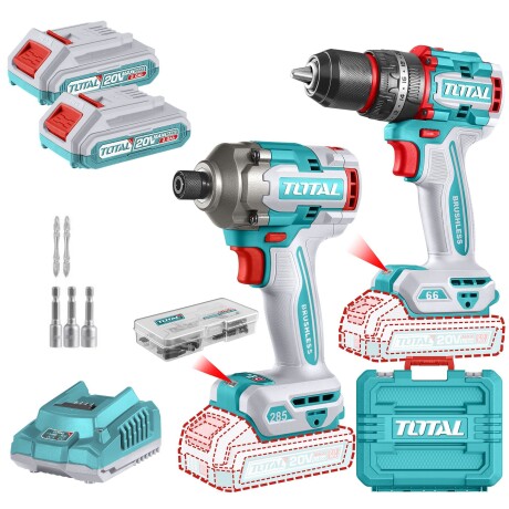 Kit Línea 20v Sin Carbones: Atornillador De Impacto 1/4'' + Percutor 66nm, 2 Baterías 2.0Ah Kit Línea 20v Sin Carbones: Atornillador De Impacto 1/4'' + Percutor 66nm, 2 Baterías 2.0Ah