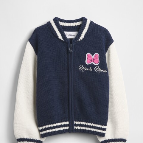 DIS MINNIE SWEATER ZIP BOMBER JACKET NAVY UNIFORM