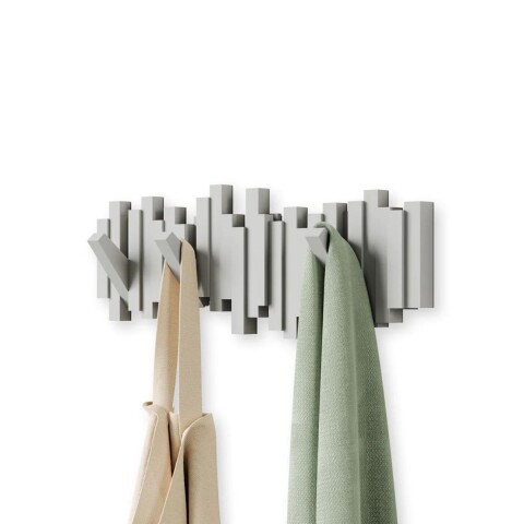 Perchero de pared 5 ganchos Sticks Gris