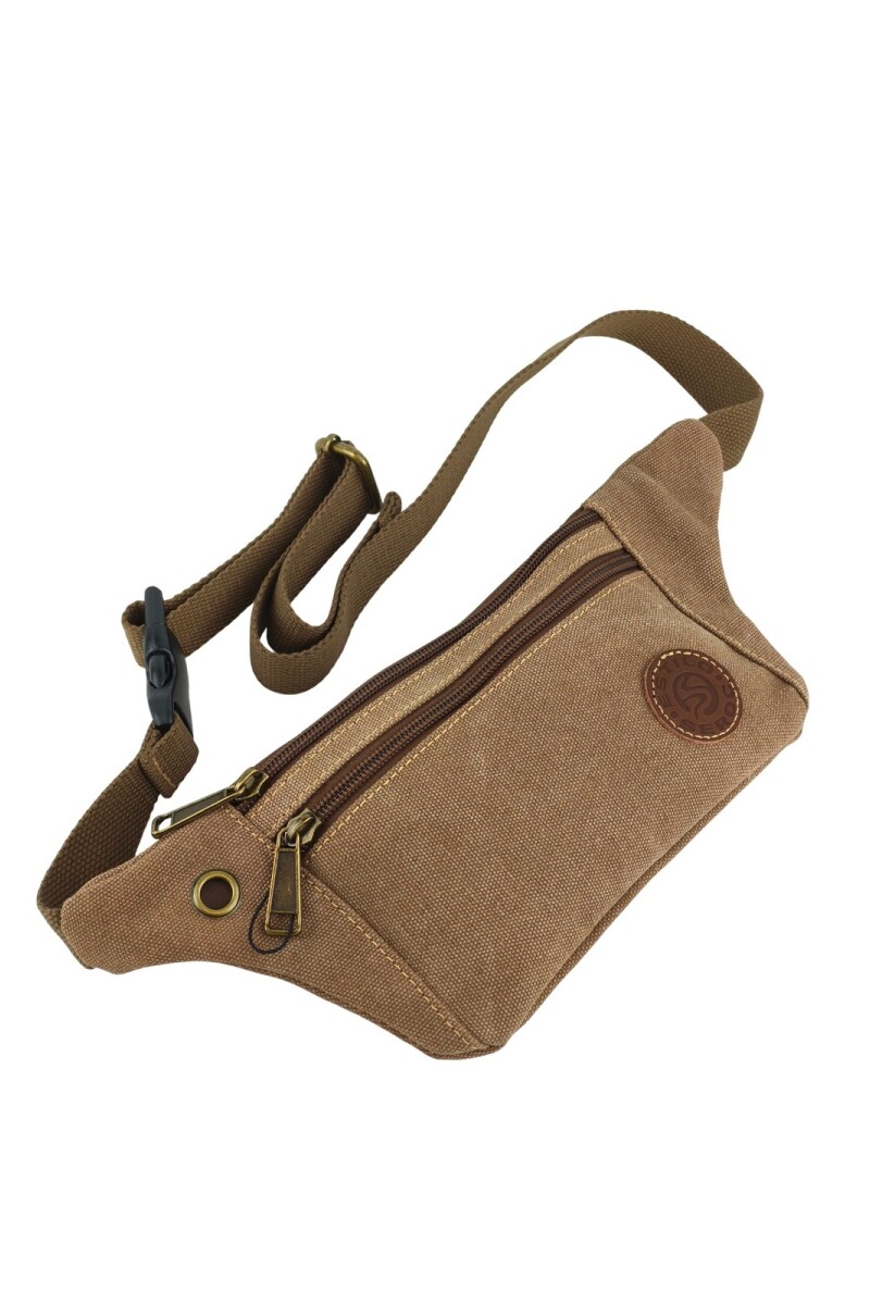 Riñonera chata de lona Marrón