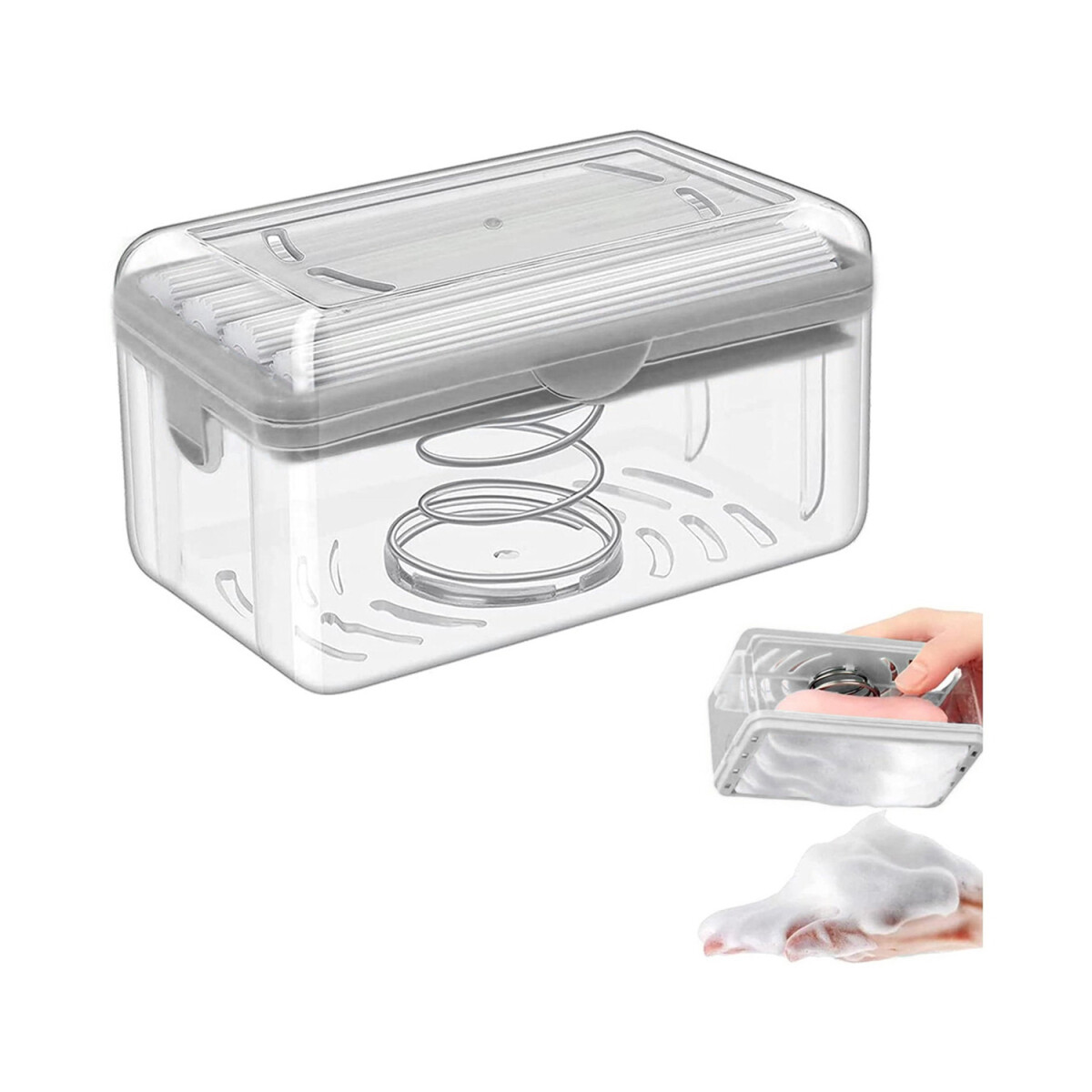 Jabonera Dispensador Jabón 2 En 1 Baño Lava Ropa Rodillos - Variante Color Gris 
