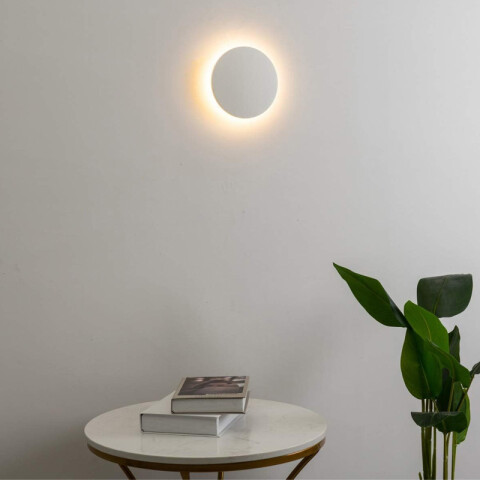 Aplique pared redondo bco 12W cálida IP65 600lm ZU0325