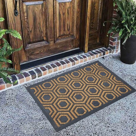 Alfombra Puerta Entrada Felpudo Coco Goma 40X60 Hexagono