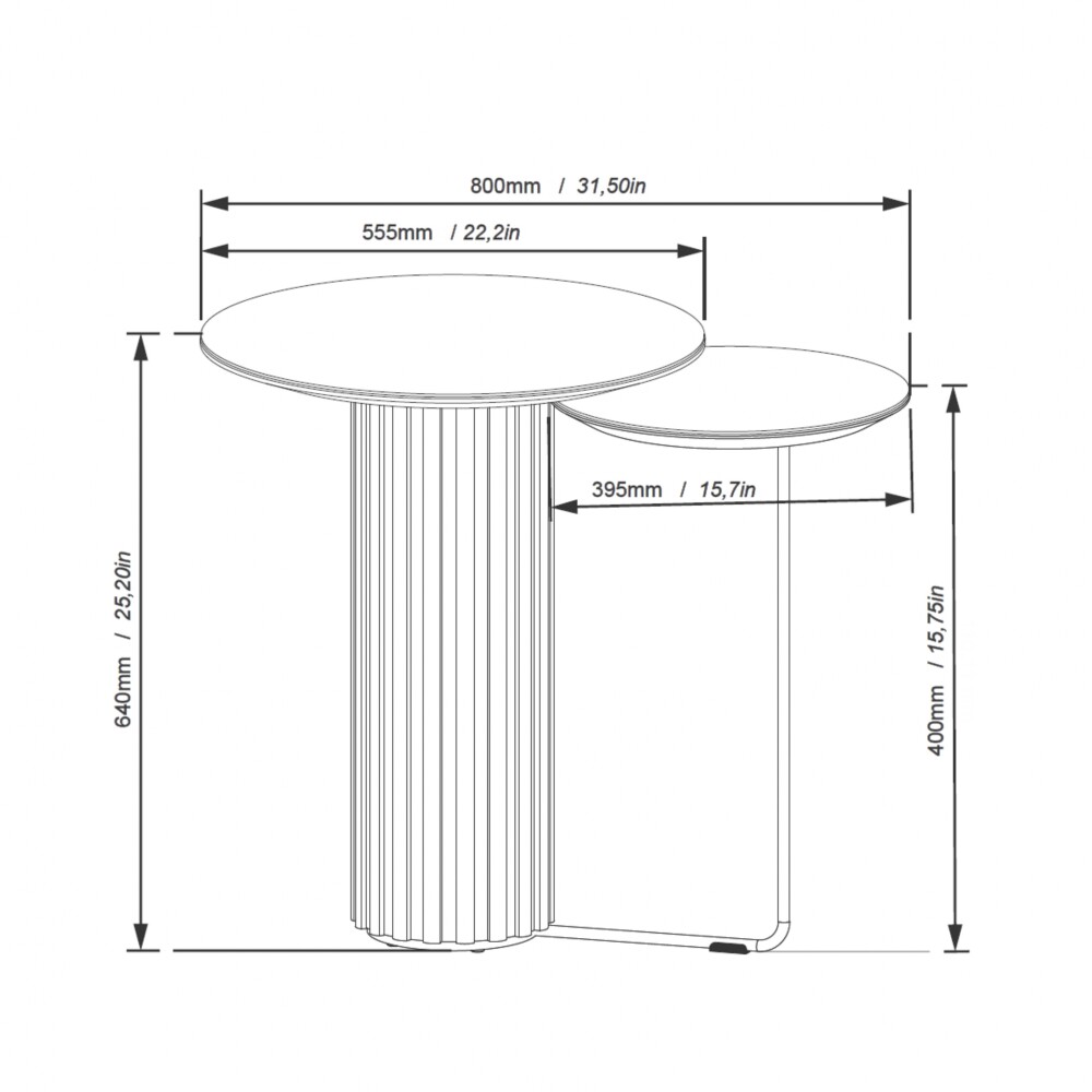 Mesa de Arrime Doble - Side Living - Linea Manhattan Marron/Blanco