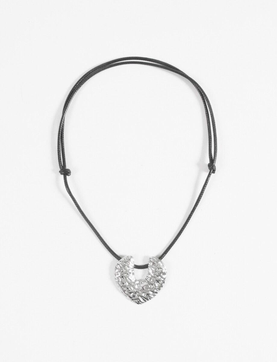 Collar acero con cordón dije textura - plateado 