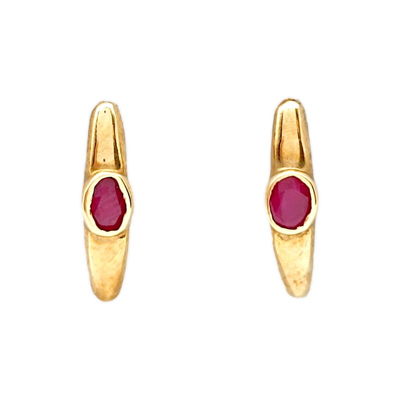 Caravanas Rubí Aro Oval de oro- Oro bajo - Rubí- CA8120 conpiedra