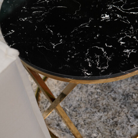 Mesa auxiliar MARBLE plateada de acero y simil- marmol Mesa auxiliar MARBLE plateada de acero y simil- marmol