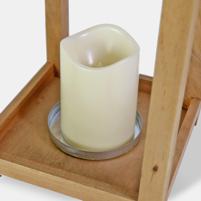 FAROL BEIGE COMB C/VELA LED 18X18X46CM Unica