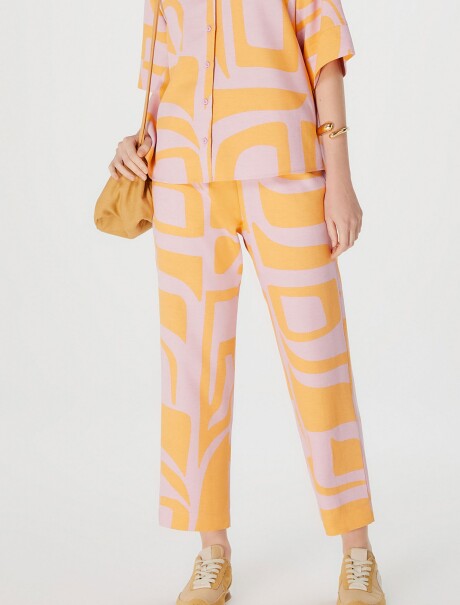 PANTALÓN ESTAMPADO CON CINTURA ELASTIZADA NARANJA