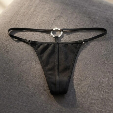 Tanga Cola Less Con Aro Metálico Negro