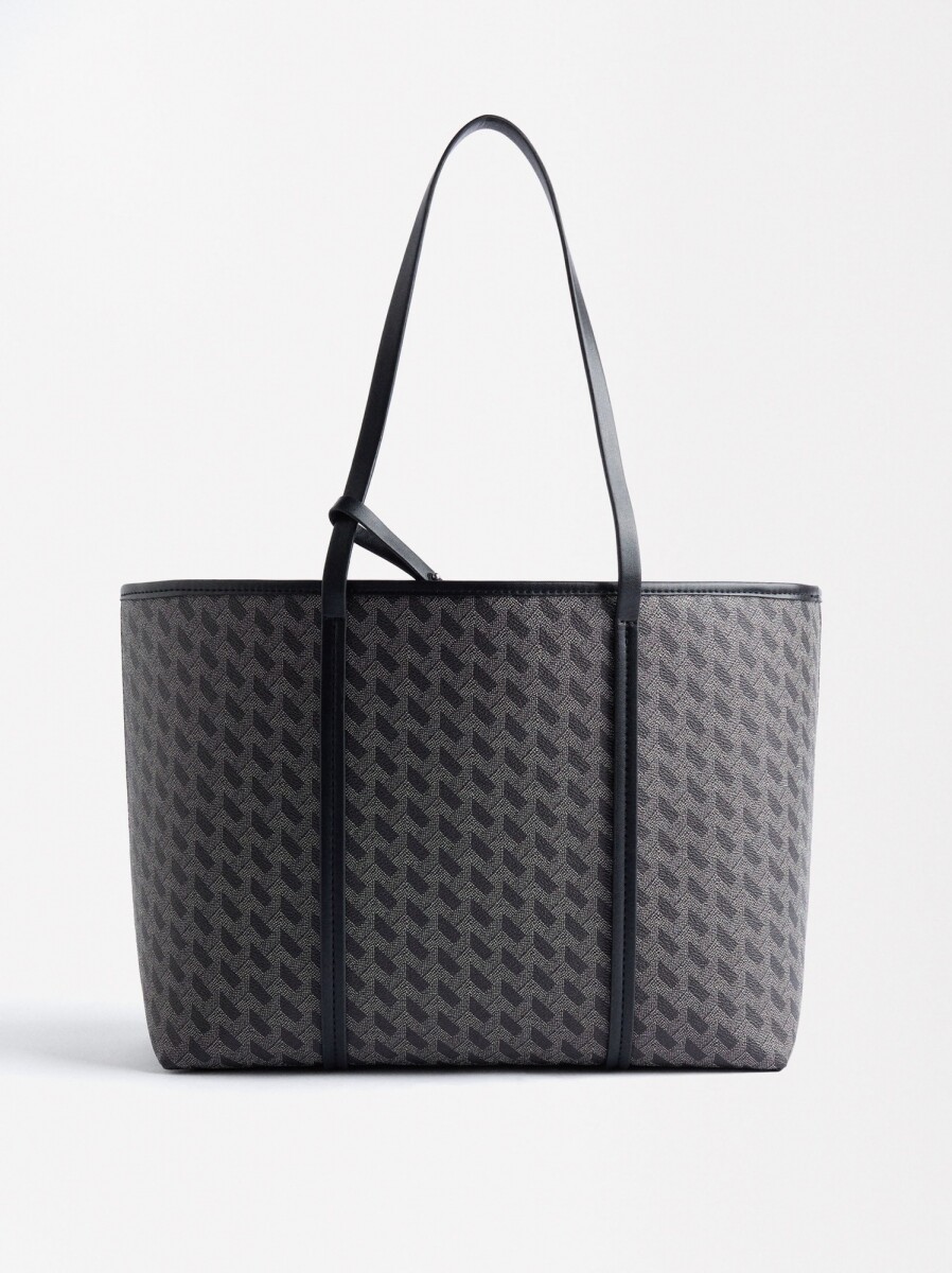Bolso Shopper Estampada - negro 