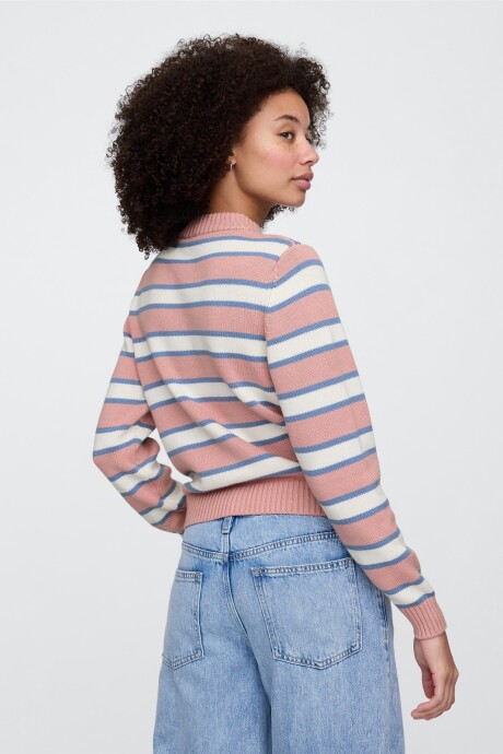 Buzo Algodón Cuello Alto Mujer Pink Stripe