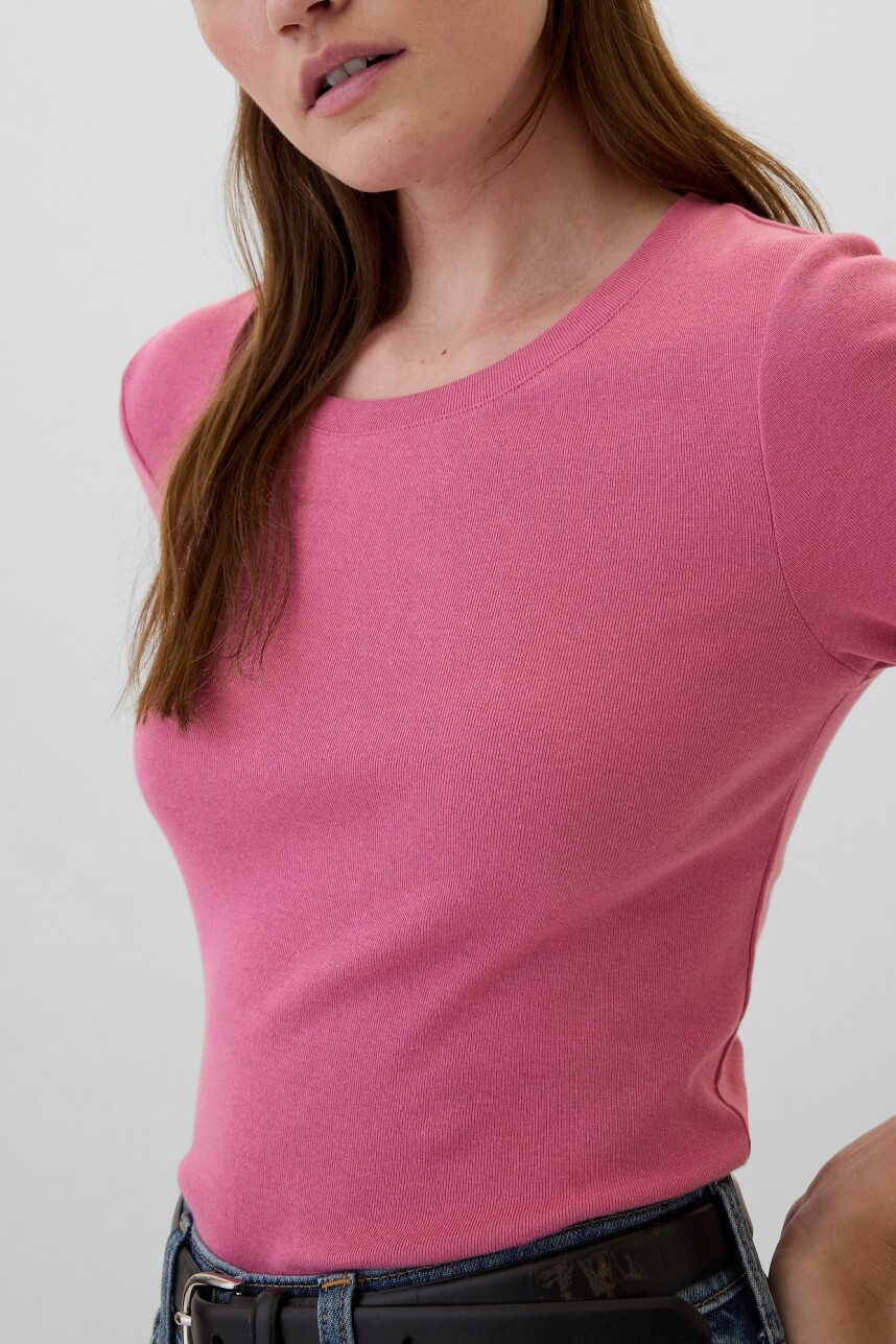 Remera Básica Cuello Redondo Manga Larga Mujer Red Violet 17-1818 Tcx