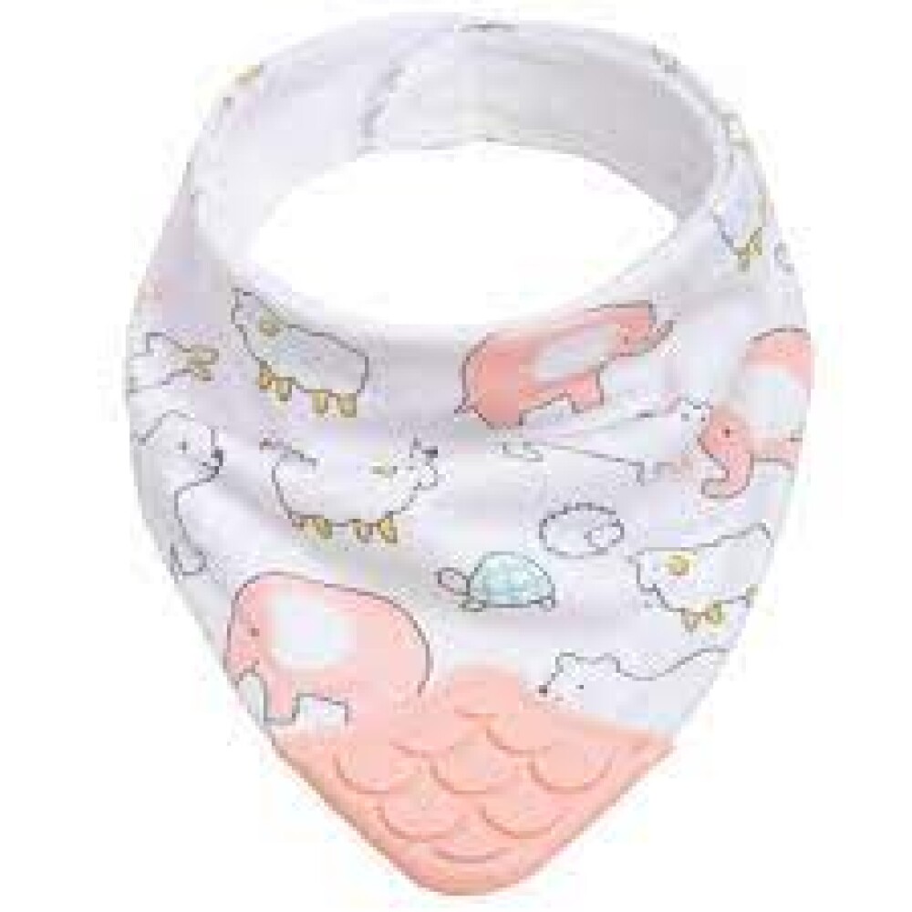 Babero bandana con mordillo BUBA safari rosa