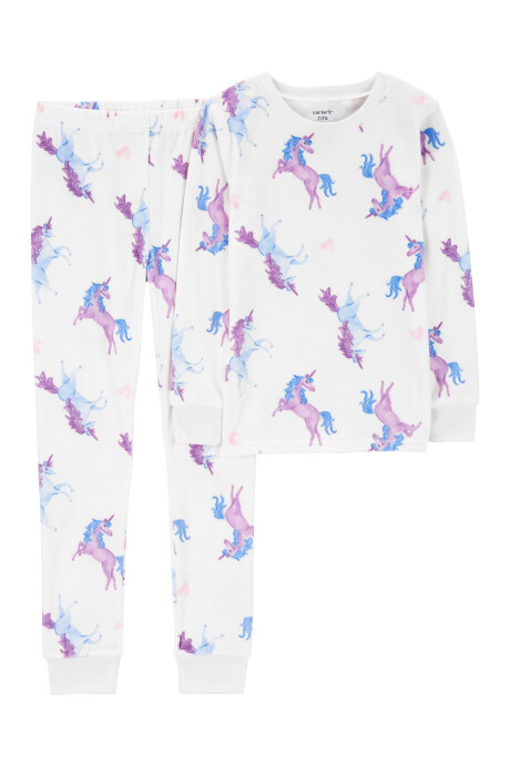Pijama dos piezas de micropolar, diseño unicornios. Talles 6-8 Sin color
