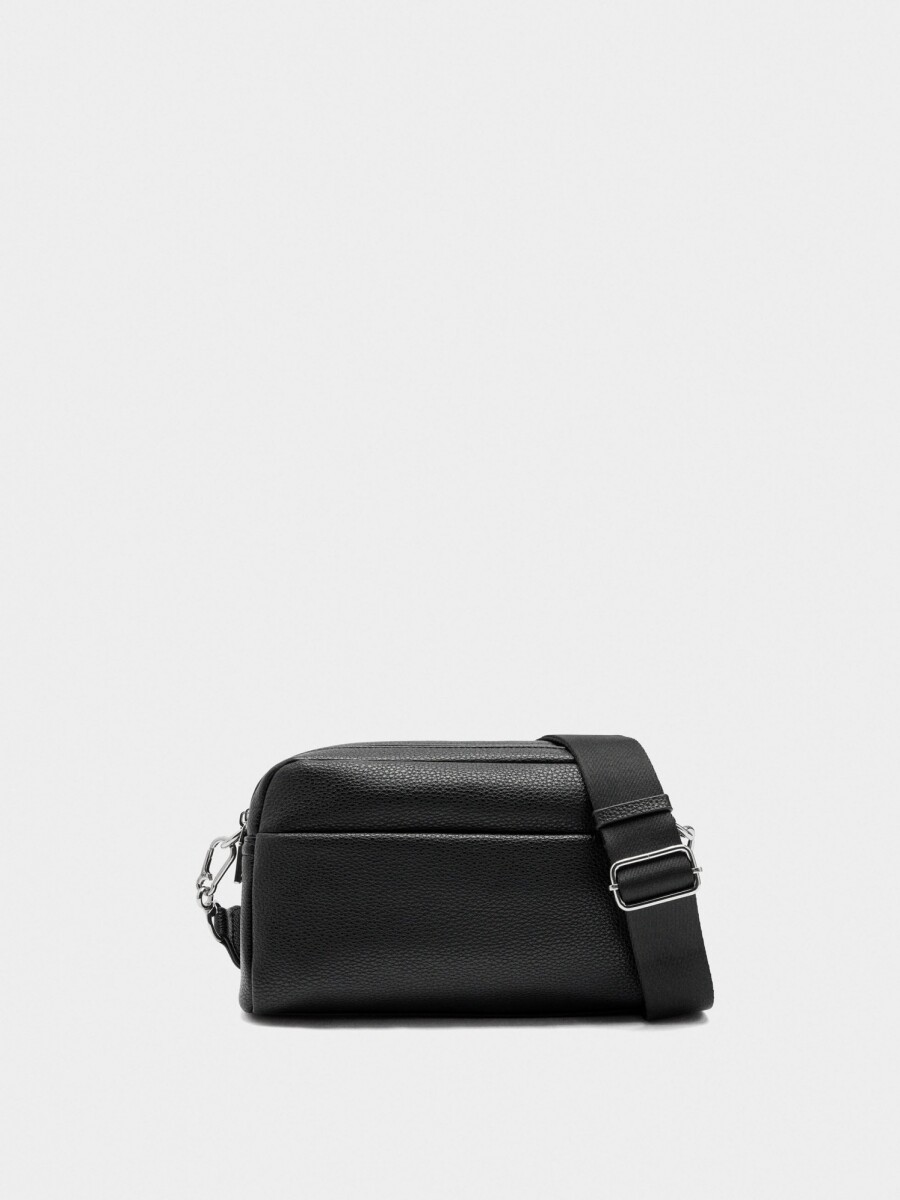 Bolso Bandolera Cierre Doble Y Colgante negro