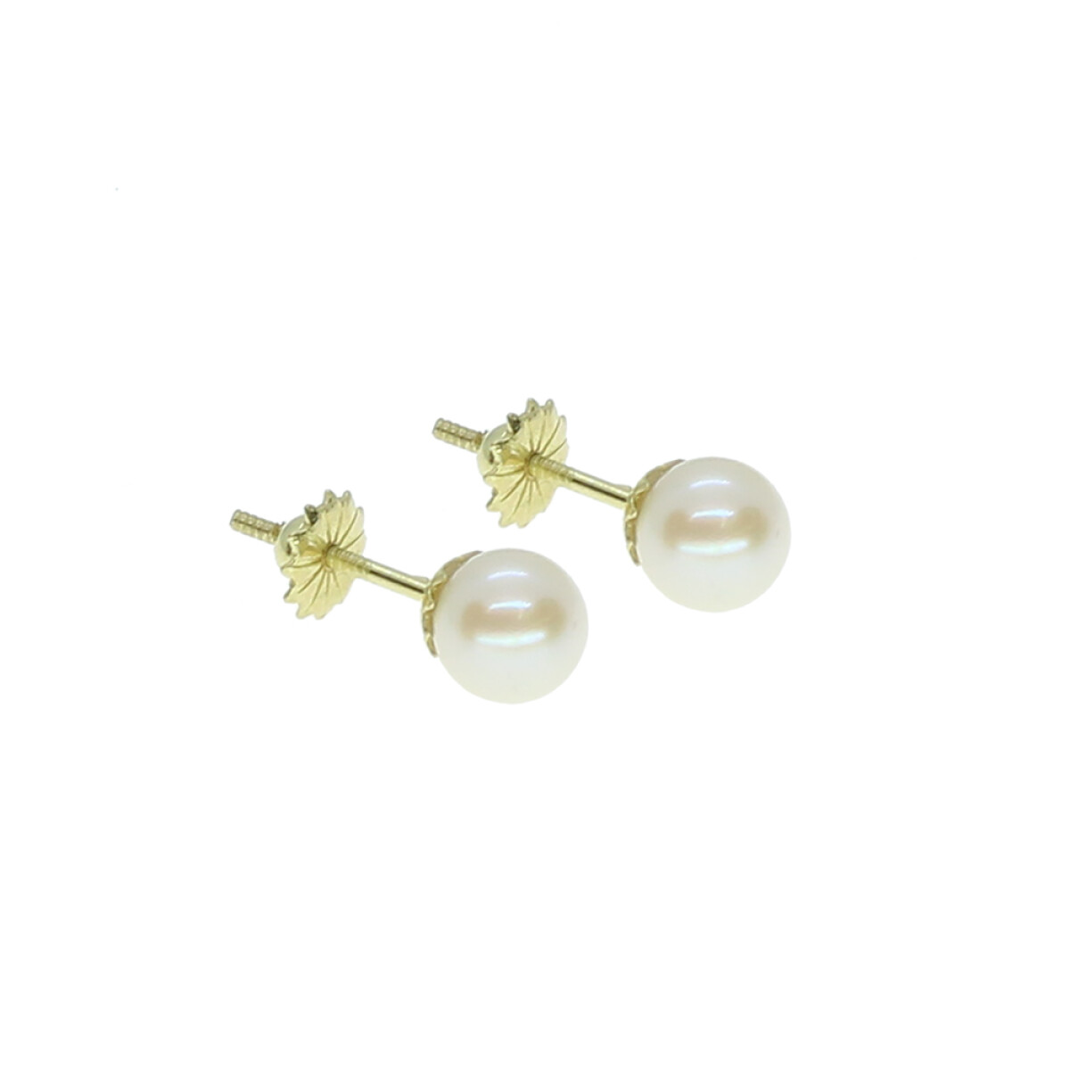 Caravanas de oro amarillo 18k con perlas de cultivo de 5.75mm 