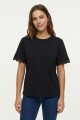 Remera m/c con puntilla en manga NEGRO