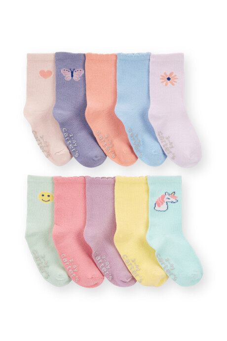 Pack diez pares de medias de algodón, diferentes colores Sin color