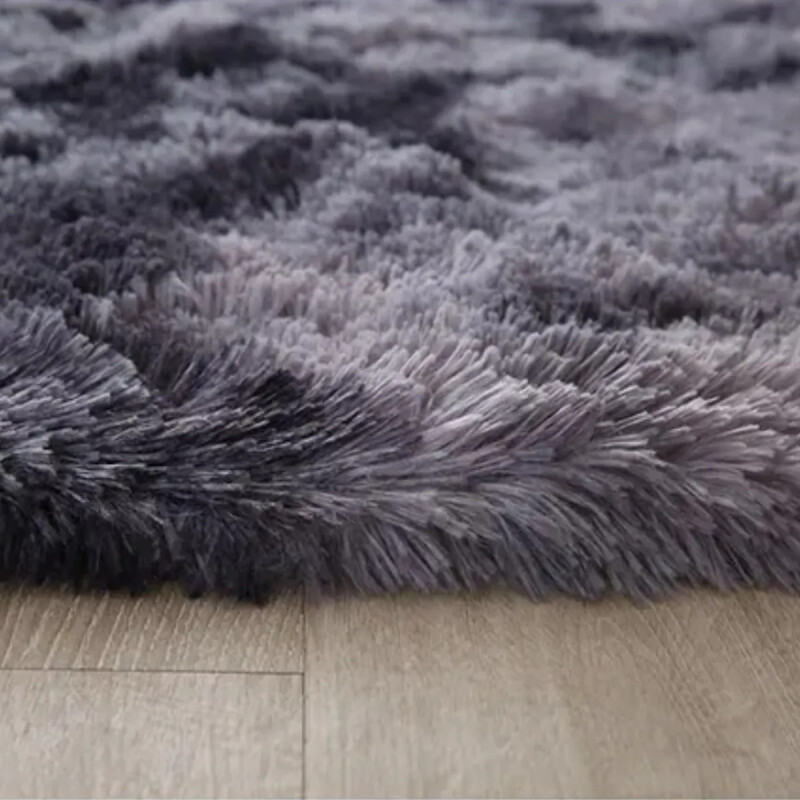 Alfombra Tapete Shaggy Peluda 100 X 150cm Pelo Alto Gris Oscuro