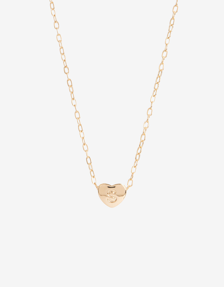 Cadena Corta con Dije Metal Cadena Con Dije Corazón Inicial "s" - Dorado