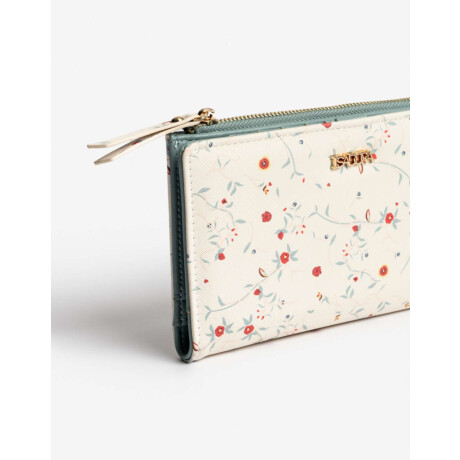 Billetera Fichero Con Cierre Estampado Flores