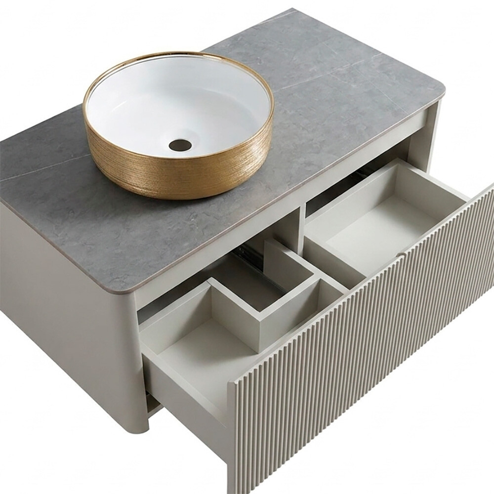 CONJUNTO DE BAÑO HABITARE MODELO SY1050-100 / MUEBLE + BACHA + ESPEJO CIRCULAR C/ LUZ LED Conjunto De Baño Habitare Modelo Sy1050-100 / Mueble + Bacha + Espejo Circular C/ Luz Led