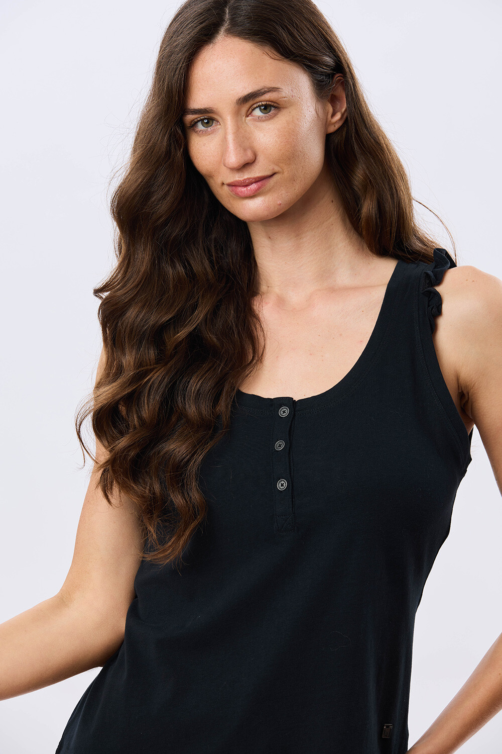 MUSCULOSA LISA DE ALGODÓN Negro