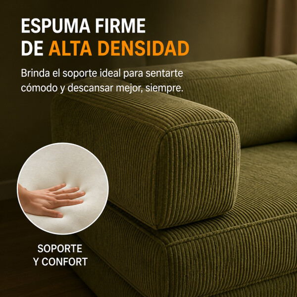 Sofá Sillón Cama ComboHome Teddy Premium 3 Cuerpos Corderoy Verde 1