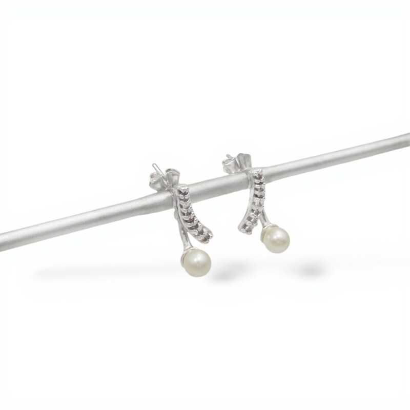 Caravanas Vintage Perlas-Plata 925-Con Perla y Zirconia-CA3213 conperla