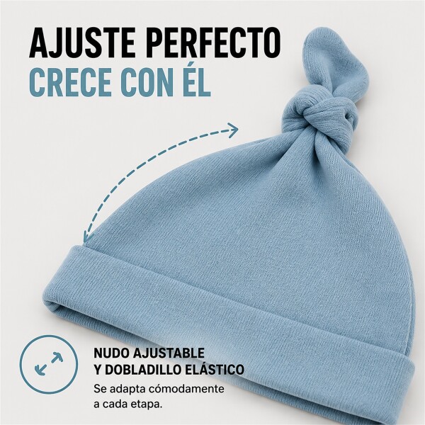 Set X3 Gorros para Bebé 100% Algodón con Nudo Celeste 1