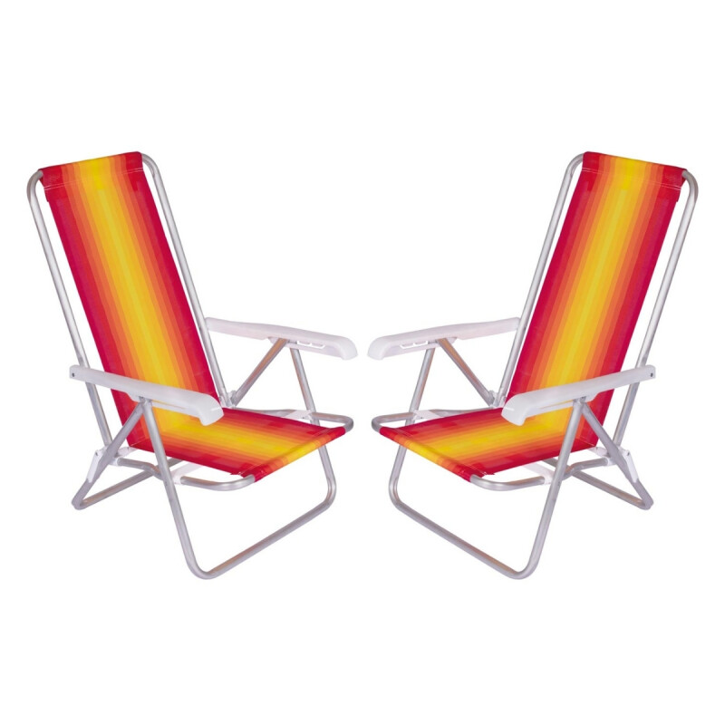 Set x2 Silla reclinable 4 posiciones aluminio NARANJA