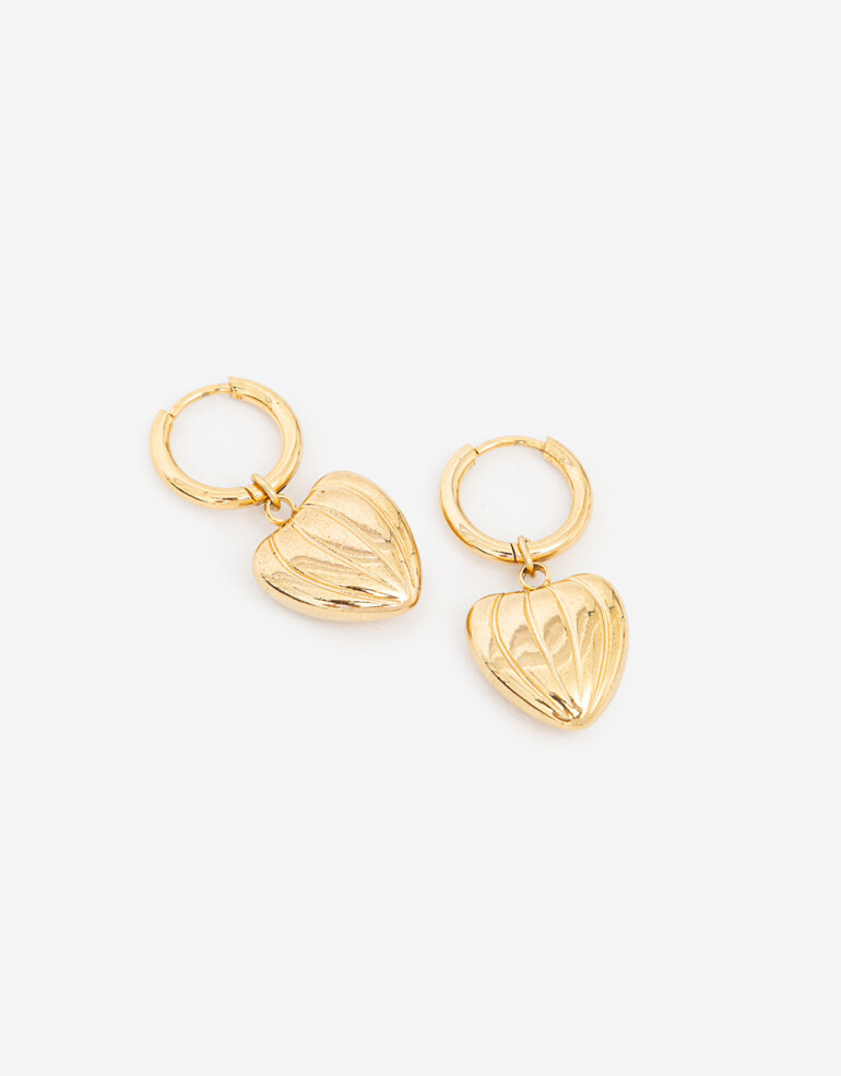 Aros Argollas Metal Aros Argolla De Acero Corazón - Dorado