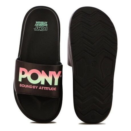 Chancletas Ojotas Pony Negro/Coral 38