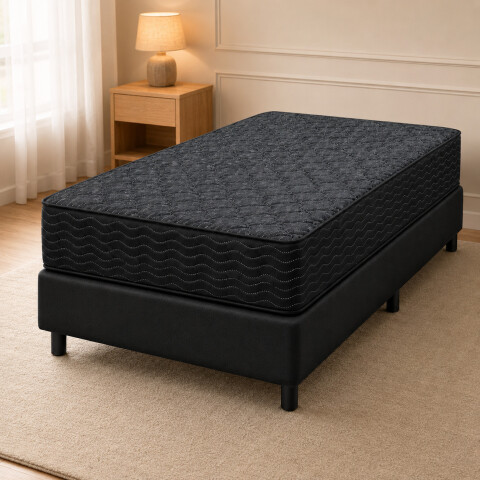Conjunto sommier y colchón de espuma Zafiro Linde 1 1/2 plaza 110x190 Conjunto sommier y colchón de espuma Zafiro Linde 1 1/2 plaza 110x190