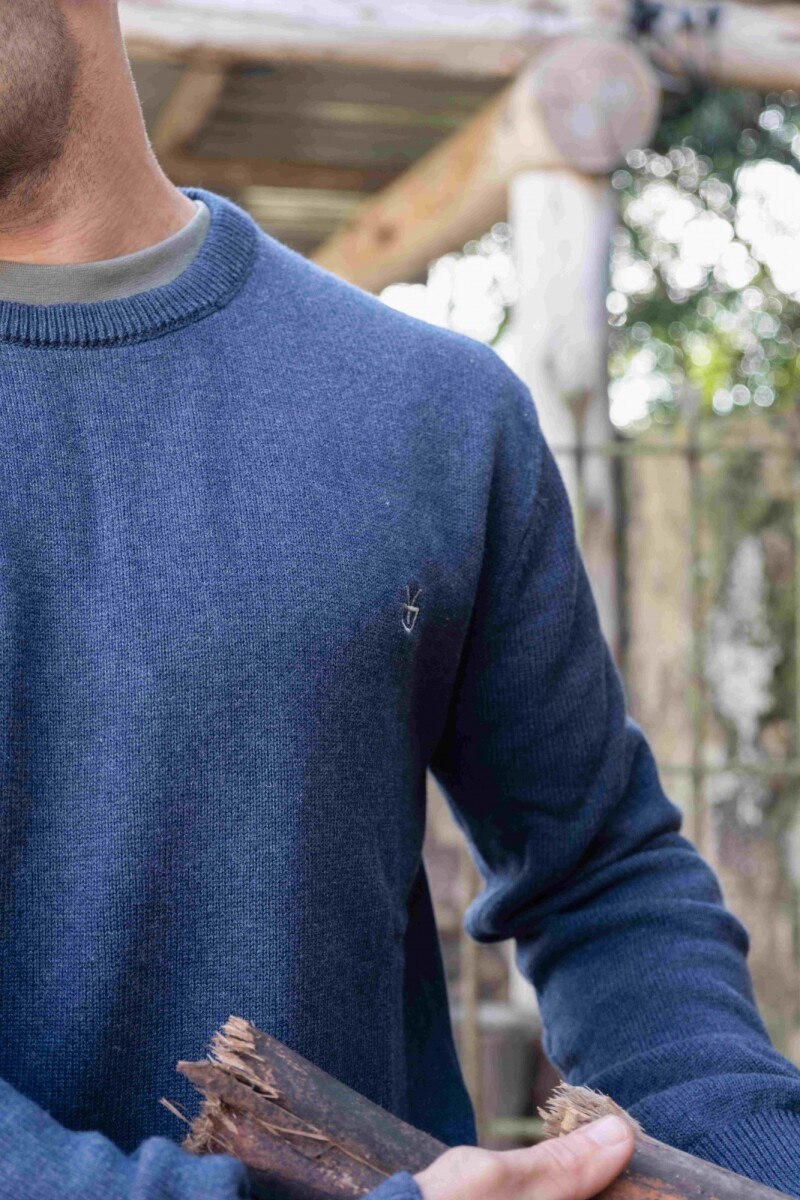 Buzo tejido cuello redondo - Azul 
