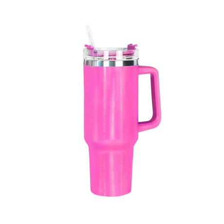 Vaso termico de acero con asa Fucsia