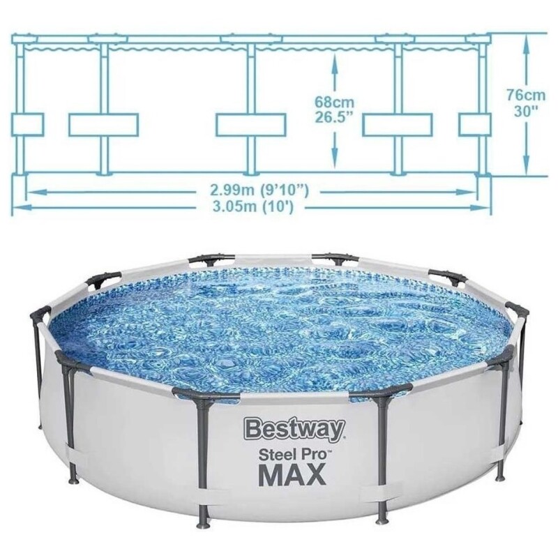Piscina estructural Bestway Steel Pro Max 56408 x 305 m de ancho x 305 cm de diámetro Piscina Estructural Bestway Steel Pro Max 56408 X 305 M De Ancho X 305 Cm De Diámetro