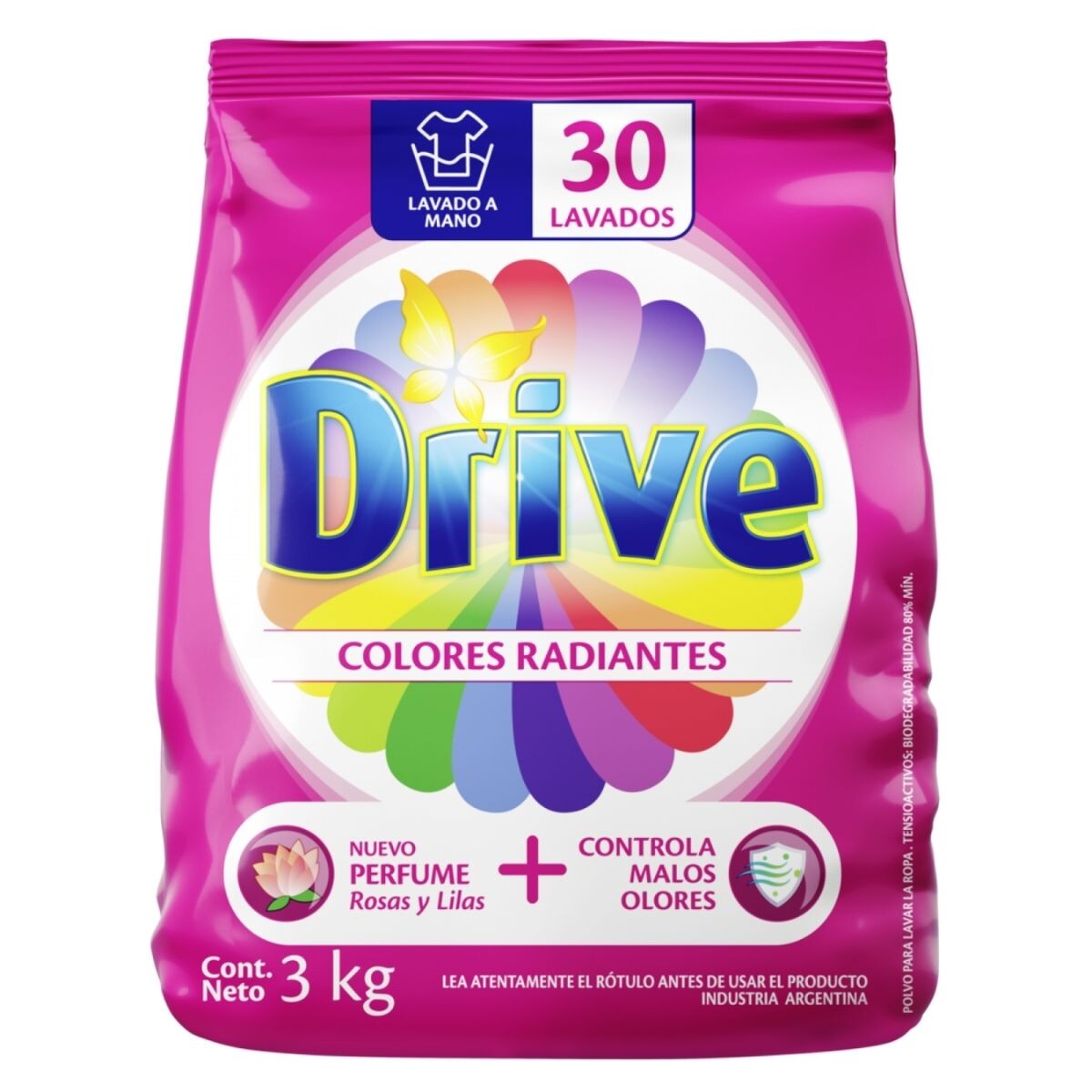 Jabón en Polvo Drive Colores Radiantes Lavado a Mano 3 KG 