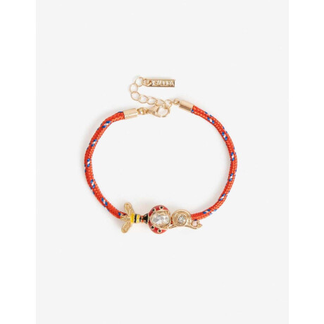Pulsera Cordón Y Dijes Dorado