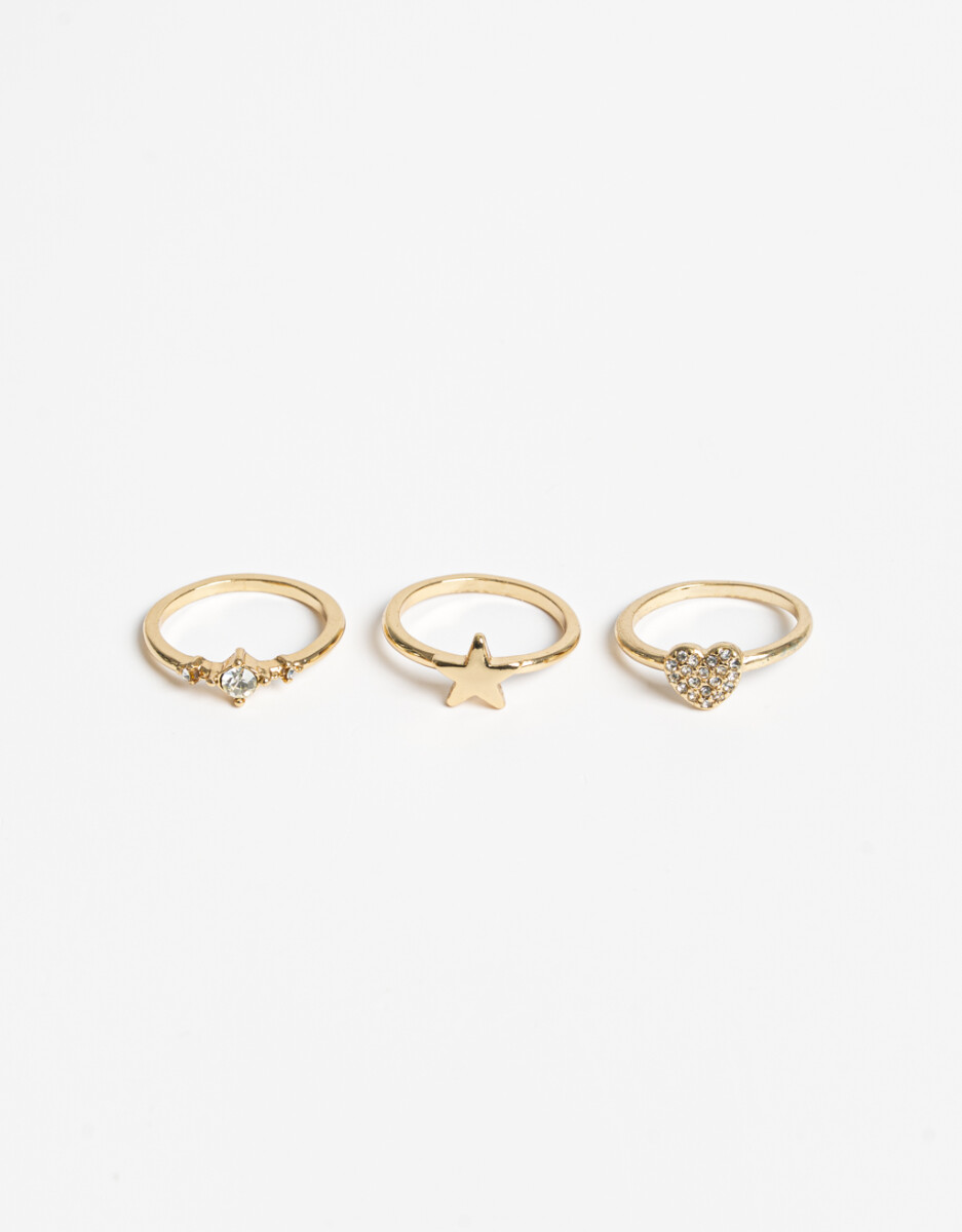 Set De Anillos Con Strass 