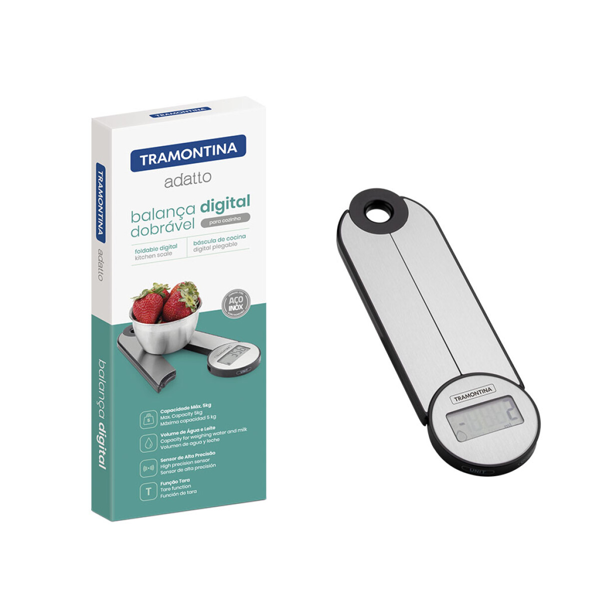 Balanza Digital de Cocina Tramontina Adatto Plegable 5KG 