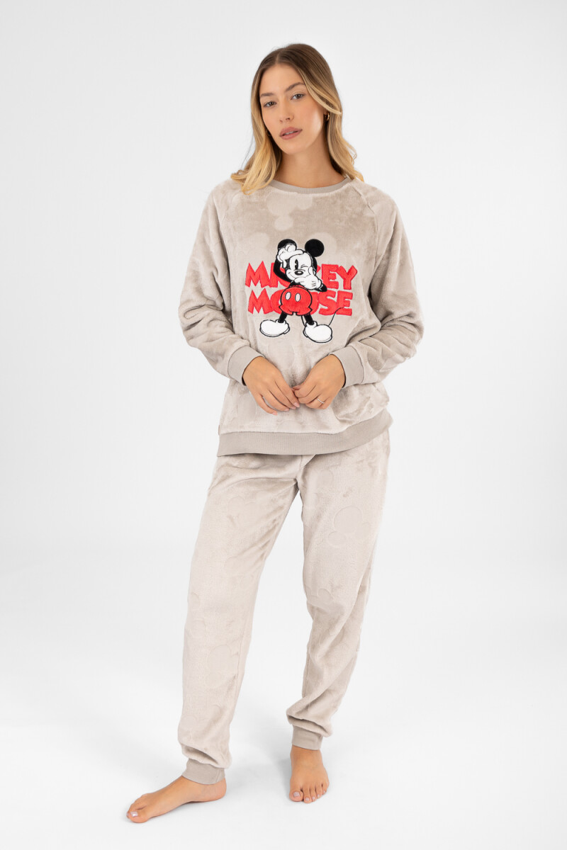 Pijama mickey grey fleece - Gris melange 