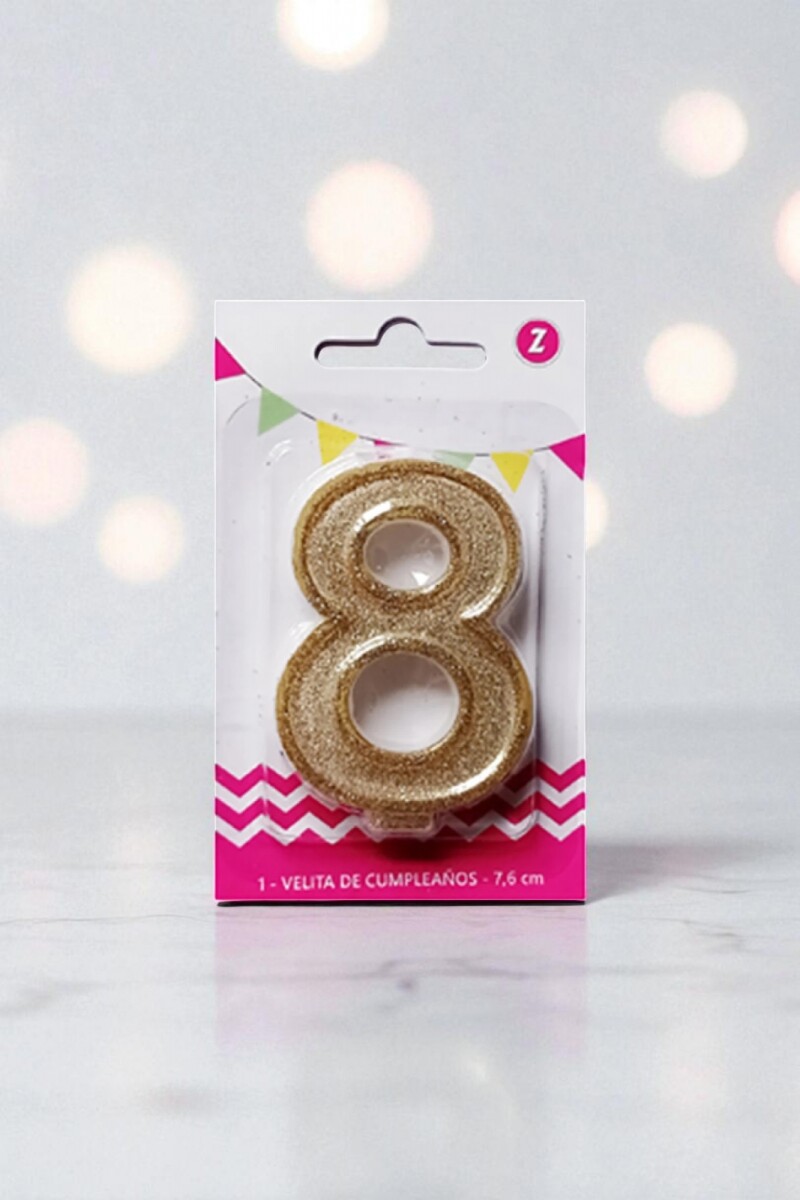 Vela grande glitter n # 8 oro 